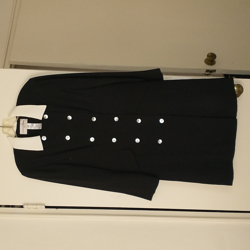 Evan Picone Black Coat Dress with Ivory Collar - NWT